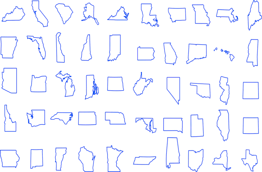 Outlines of all 50 US states
